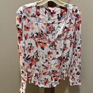 Lucky Brand Floral Blouse in Red and Pink